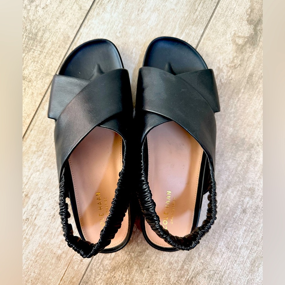 Cole Haan Slip On Back strap sandals. Size 7.5, Black